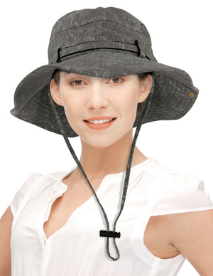 Denim Chalkboard Pattern Boonie Bucket Summer Sun Hat