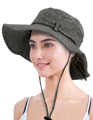 Denim Chalkboard Pattern Boonie Bucket Summer Sun Hat