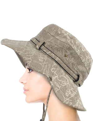 Denim Chalkboard Pattern Boonie Bucket Summer Sun Hat