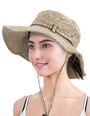 Denim Chalkboard Pattern Boonie Bucket Summer Sun Hat