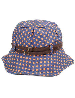 Belted Polka Dot Bucket Summer Sun Hat - Dahlia