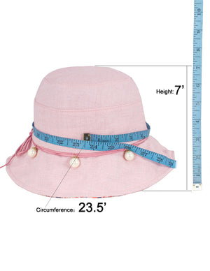 Pearl Drop Accented Bucket Summer Sun Hat