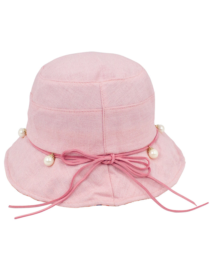 Pearl Drop Accented Bucket Summer Sun Hat
