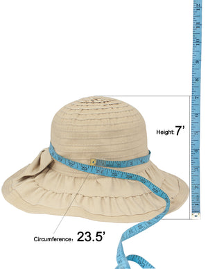 Swirl Bow Wide Brim Bucket Summer Sun Hat
