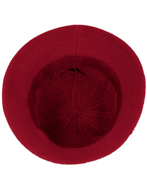 Wool Blend Winter Hat - Cable Bow Cloche Bucket Hat