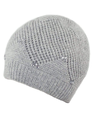 Angora Blend Beaded Slouch Beanie Winter Hat Dual Layer - Dahlia