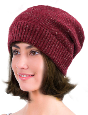 Silver Thread Velour Lined Beanie Hat