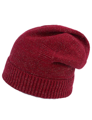 Silver Thread Velour Lined Beanie Hat