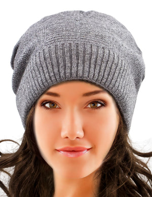 Silver Thread Velour Lined Beanie Hat
