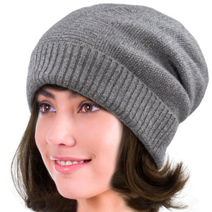 Silver Thread Velour Lined Beanie Hat