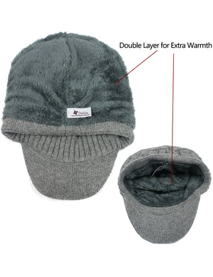 Soft & Warm Velour Lined Cable Knit Visor Cap Hat