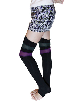 Double Color Mesh Stripe Cotton Blend Leg Warmers