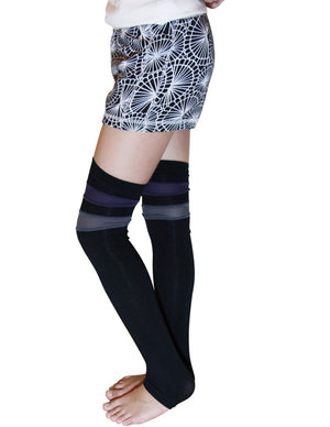 Double Color Mesh Stripe Cotton Blend Leg Warmers