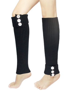 Fold Cuff Triple Buttons Leg Warmers