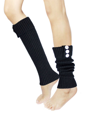 Fold Cuff Triple Buttons Leg Warmers