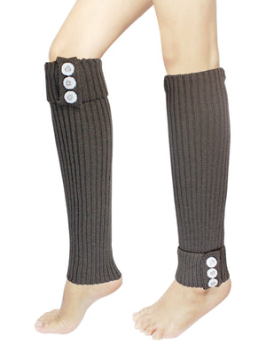 Fold Cuff Triple Buttons Leg Warmers