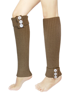 Fold Cuff Triple Buttons Leg Warmers