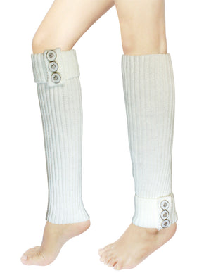 Fold Cuff Triple Buttons Leg Warmers