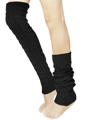 Long Cable Knit Leg Warmers