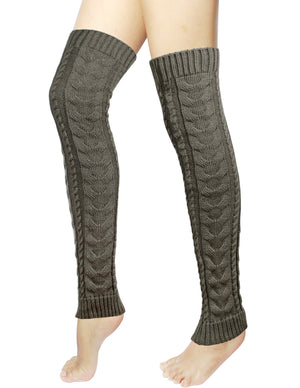 Long Cable Knit Leg Warmers