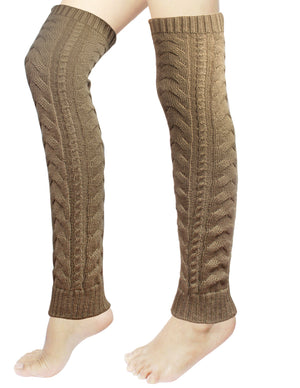 Long Cable Knit Leg Warmers