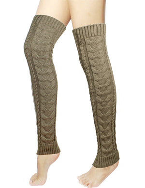 Long Cable Knit Leg Warmers