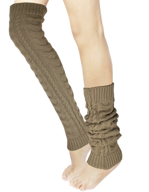 Long Cable Knit Leg Warmers