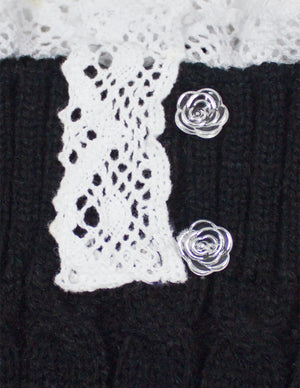 Lace Rose Button Cable Leg Warmers