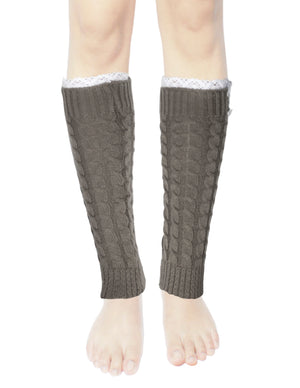 Lace Rose Button Cable Leg Warmers