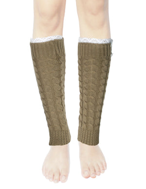 Lace Rose Button Cable Leg Warmers