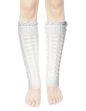 Lace Rose Button Cable Leg Warmers