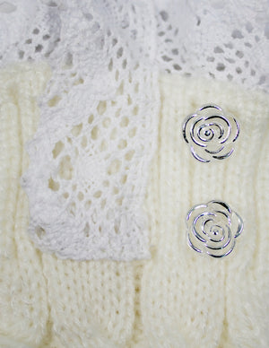 Lace Rose Button Cable Leg Warmers