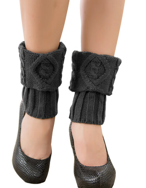 Diamond Cable Fold Cuff Knit Boot Cuff