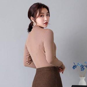 Dahlia质选出口日本莫代尔丝棉瑜伽家居服打底衫/穿着贴身舒适/时尚百搭/修身显瘦—B款立领