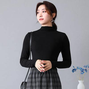 Dahlia质选出口日本莫代尔丝棉瑜伽家居服打底衫/穿着贴身舒适/时尚百搭/修身显瘦—B款立领