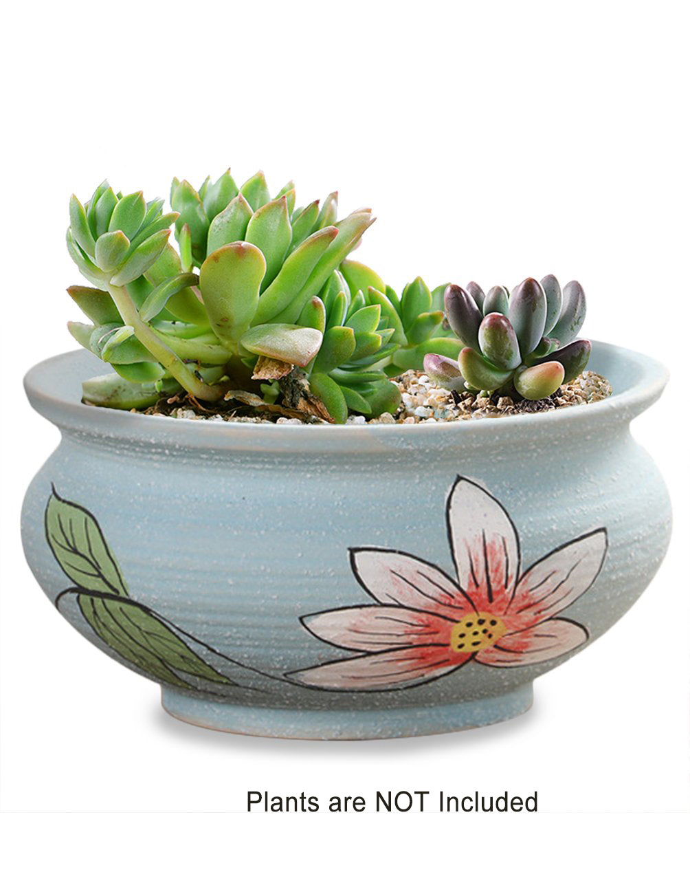 Hand Painted Lotus Ceramic Succulent Planter | Plant Pot