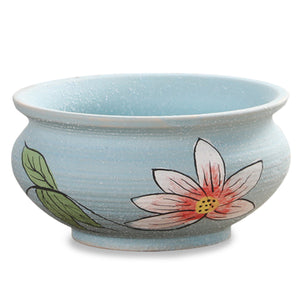 Lotus In Bloom Hand Painted Ceramic Succulent Planter | Plant Pot Saucer | Dahlia