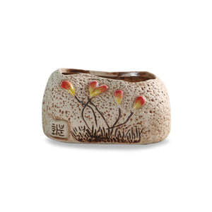  Hand Carved Ceramic Succulent Planter Rectangle | Plant Pot Bonsai | Dahlia