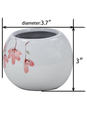 Slanted Floral Hand Painted Ceramic Succulent Planter | Plant Pot Bonsai | Dahlia