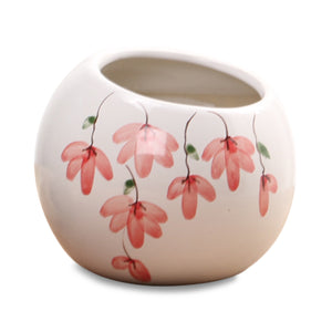 Slanted Floral Hand Painted Ceramic Succulent Planter | Plant Pot Bonsai | Dahlia