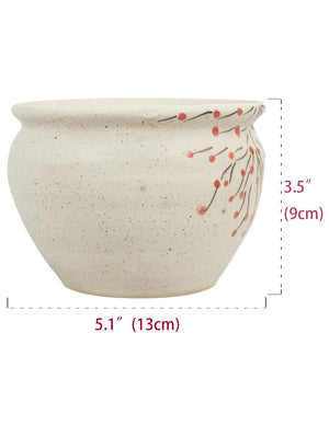  Berry Branches Hand Painted Ceramic Succulent Planter | Plant Pot Bonsai | Dahlia