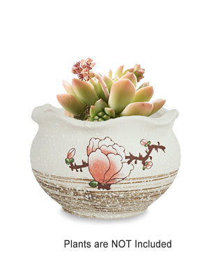 Plum Blossom Hand Painted Ceramic Succulent Planter | Plant Pot | Dahlia
