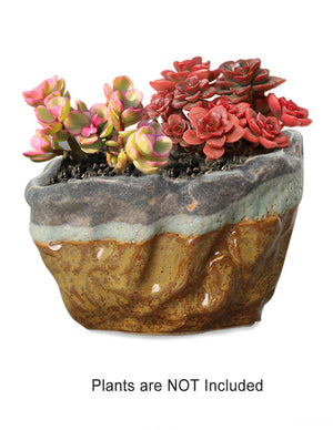  Vintage Glazed Layer Ceramic Succulent Pot | Plant Pot Bonsai | Dahlia