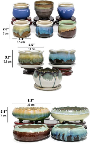 glazed succulent pots Rustic Glazed Ceramic Succulent Pot | Bonsai Planter