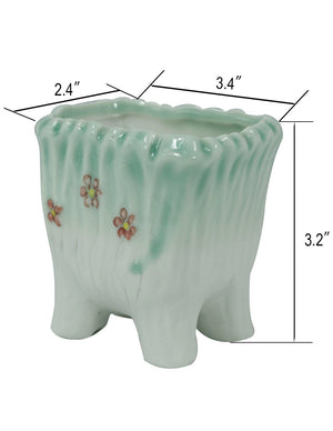 Celedon Glaze Porcelain Plant Pot | Planter Plant Saucer | Dahlia