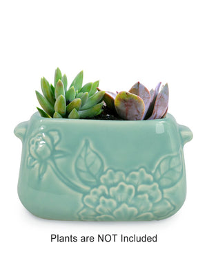 Celadon Glaze Porcelain Succulent Planter | Plant Pot | Dahlia