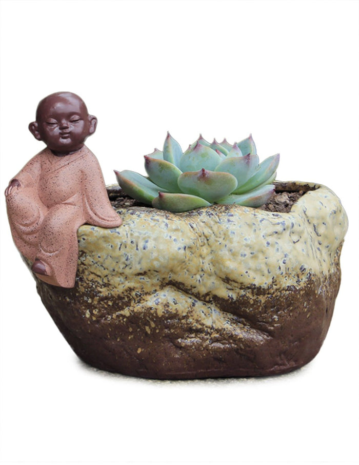 Cute Monk Concrete Succulent Planter | Plant Pot | Dahlia