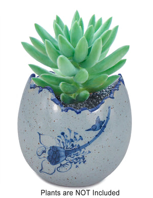  Blue and White Mini Lotus Ceramic Succulent Planter | Plant Pot Bonsai | Dahlia