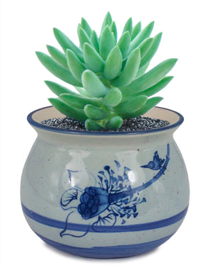  Blue and White Mini Lotus Ceramic Succulent Planter | Plant Pot Bonsai | Dahlia