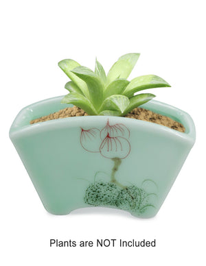  Celadon Glaze Lotus Hand Painted Porcelain Succulent Planter | Plant Pot Bonsai | Dahlia